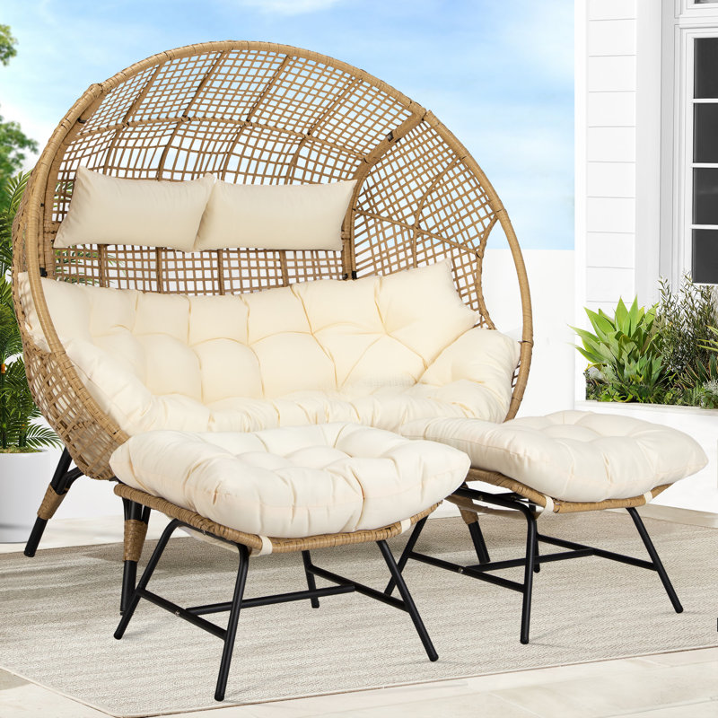 Dakota Fields Daleigh 2 Person Outdoor Club Chair Wicker Lounge Egg